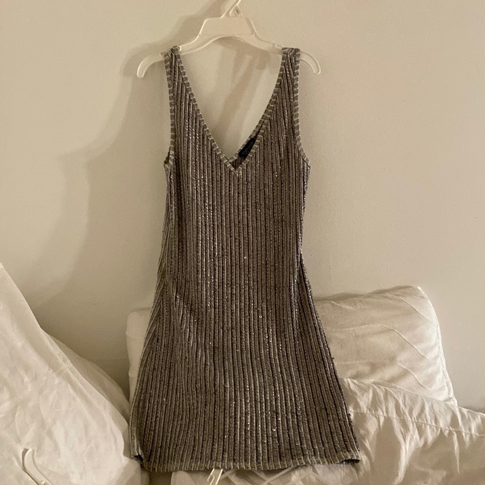Black & White (Silver Greyish?) sparkly mini dress